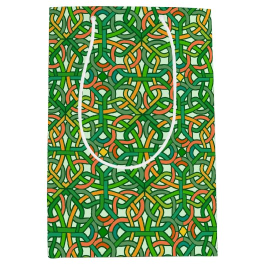 Celtic Knot Irish Braid Pattern Green  Medium Cadeauzakje (Voorkant)