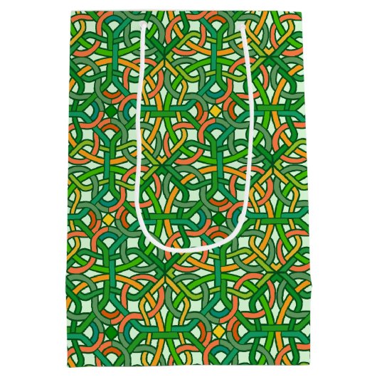Celtic Knot Irish Braid Pattern Green  Medium Cadeauzakje (Achterkant)