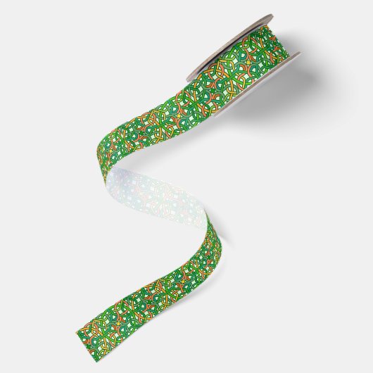 Celtic Knot Irish Braid Pattern Green Satijnen Lint (Achterkant)