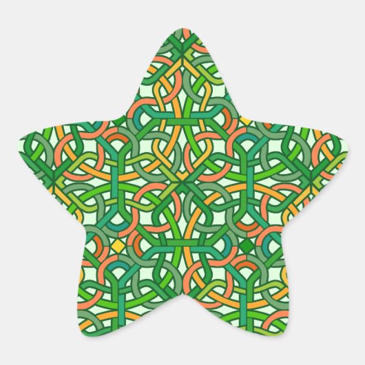 Celtic Knot Irish Braid Pattern Green Ster Sticker (Voorkant)