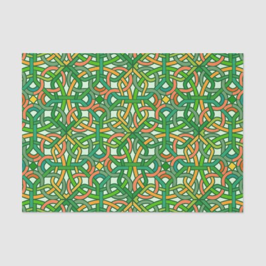 Celtic Knot Irish Braid Pattern Green Tissuepapier (Voorkant)