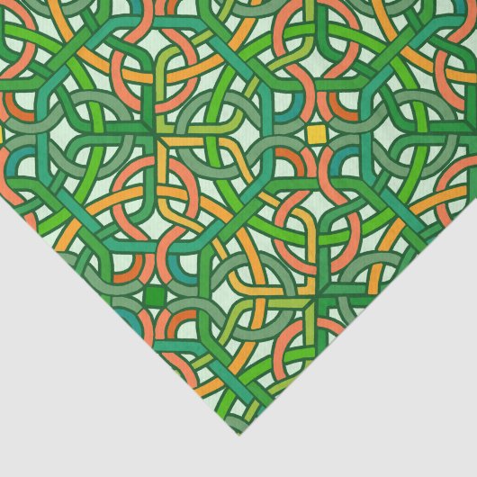 Celtic Knot Irish Braid Pattern Green Tissuepapier (Detail)