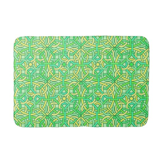 Celtic Knot Irish Braid Pattern Green Yellow Badmat (Voorkant)