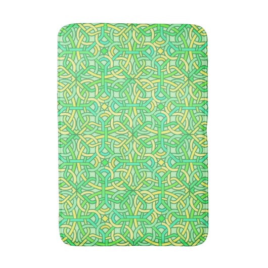 Celtic Knot Irish Braid Pattern Green Yellow Badmat (Voorkant Verticaal)