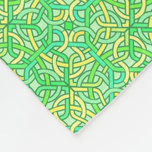 Celtic Knot Irish Braid Pattern Green Yellow Fleece Deken (Hoek)