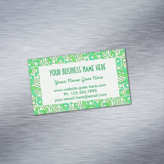 Celtic Knot Irish Braid Pattern Green Yellow Magnetisch Visitekaartje (Voorbeeld)