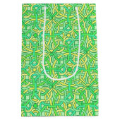 Celtic Knot Irish Braid Pattern Green Yellow Medium Cadeauzakje (Achterkant)