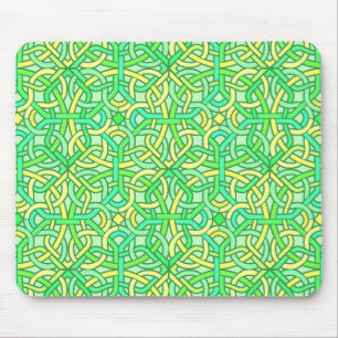 Celtic Knot Irish Braid Pattern Green Yellow Muismat