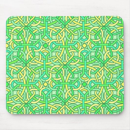 Celtic Knot Irish Braid Pattern Green Yellow Muismat (Voorkant)