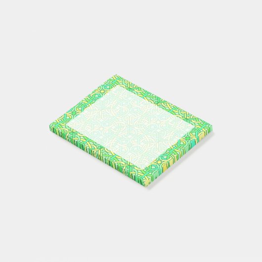 Celtic Knot Irish Braid Pattern Green Yellow Post-it® Notes (Schuin)