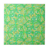 Celtic Knot Irish Braid Pattern Green Yellow Tegeltje (Voorkant)
