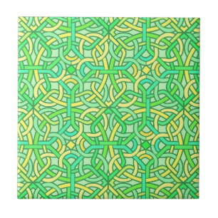 Celtic Knot Irish Braid Pattern Green Yellow Tegeltje