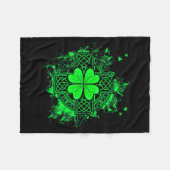 Celtic Knot Irish Shamrock Three Leaf Clover St Pa Fleece Deken (Voorkant (Horizontaal))