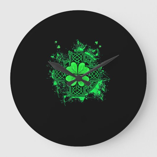 Celtic Knot Irish Shamrock Three Leaf Clover St Pa Grote Klok (Voorkant)