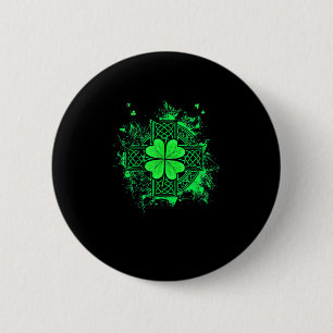 Celtic Knot Irish Shamrock Three Leaf Clover St Pa Ronde Button 5,7 Cm