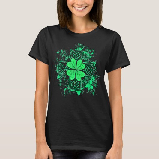 Celtic Knot Irish Shamrock Three Leaf Clover St Pa T-shirt (Voorkant)