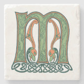 Celtic Knot Letter M, Irish Design Stenen Onderzetter (Voorkant)
