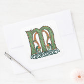 Celtic Knot Letter M, Irish Design Vierkante Sticker (Envelop)