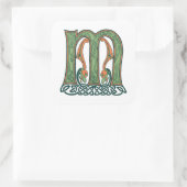 Celtic Knot Letter M, Irish Design Vierkante Sticker (Tas)