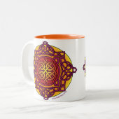 Celtic Knot Medallion Mok_ warme tones_ARD Tweekleurige Koffiemok (Voorkant links)