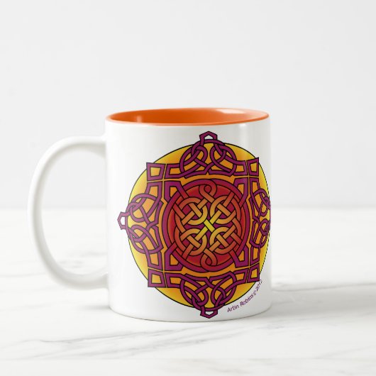 Celtic Knot Medallion Mok_ warme tones_ARD Tweekleurige Koffiemok (Links)