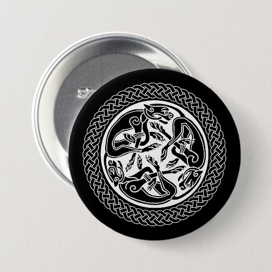 Celtic Knot met honden Ronde Button 7,6 Cm (Voorkant /achterkant)