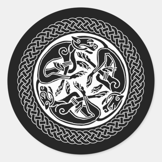 Celtic Knot met honden Ronde Sticker (Voorkant)