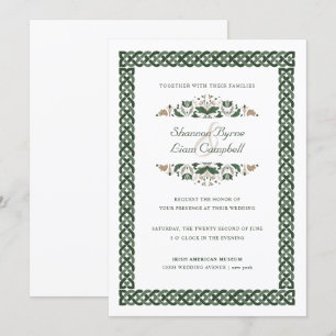 Celtic Knot   Modern Floral Irish Wedding Kaart
