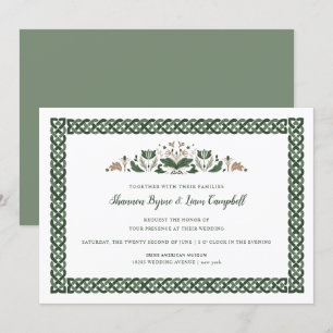 Celtic Knot   Modern Floral Irish Wedding Kaart