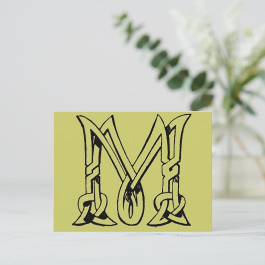  Celtic Knot Monogram Letter M Briefkaart (Staand voorkant)