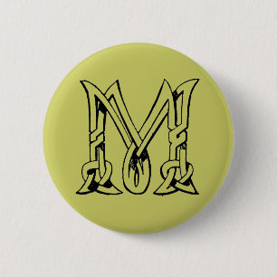 Celtic Knot Monogram Letter M Ronde Button 5,7 Cm