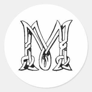 Celtic Knot Monogram Letter M Ronde Sticker
