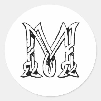  Celtic Knot Monogram Letter M Ronde Sticker