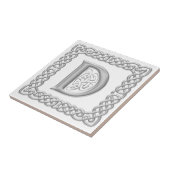 Celtic Knot Monogram Silver Effect Letter D Tile Tegeltje (Zijkant)