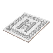 Celtic Knot Monogram Silver Effect Letter H Tile Tegeltje (Zijkant)