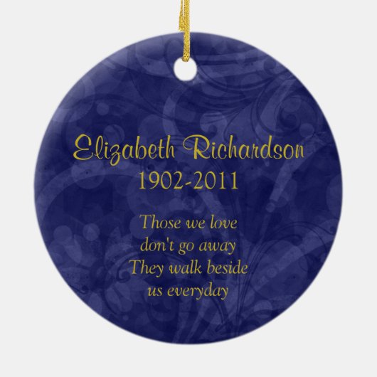 Celtic Knot Navy Blue Memorial Foto van Kerstmis Keramisch Ornament (Achterkant)