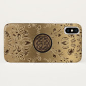 Celtic Knot on Gold Damask iPhone X Hoesje (Achterkant (horizontaal))