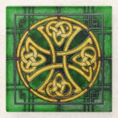 Celtic Knot on Green Sined Glass Onderzetter Glazen Onderzetter (Voorkant)