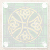 Celtic Knot on Green Sined Glass Onderzetter Glazen Onderzetter (Achterkant)