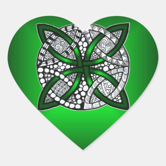Celtic Knot Original Art Green Hart Sticker (Voorkant)