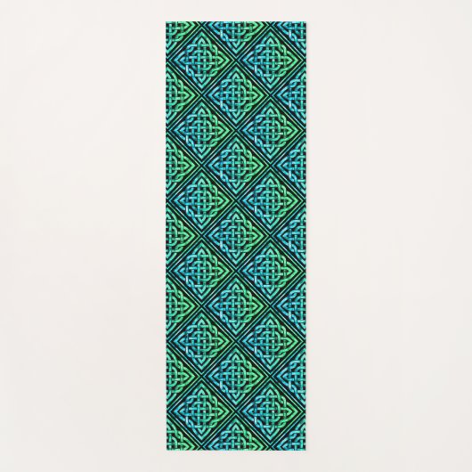 Celtic Knot Pattern Blue Green Yoga Mat (Voorkant)