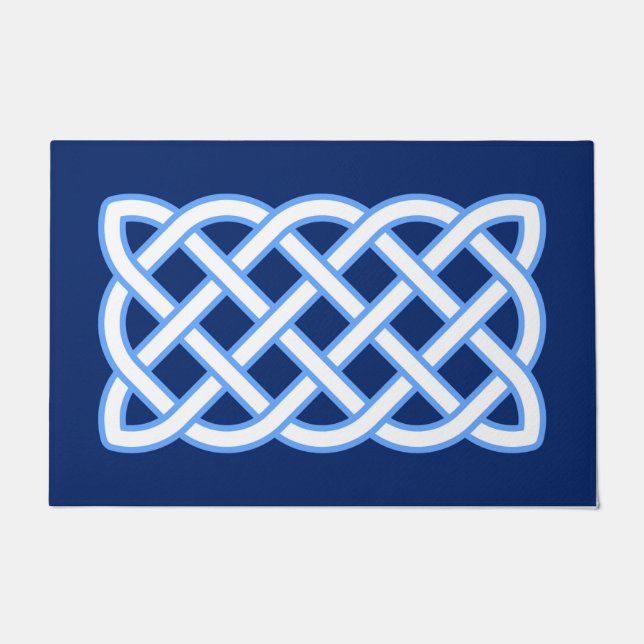 Celtic Knot Pattern, Cobalt Blue en White Deurmat (Voorkant)