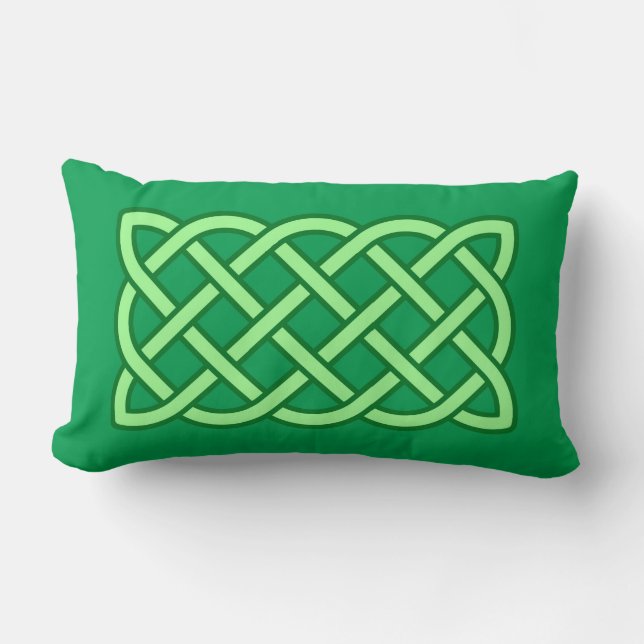 Celtic Knot Pattern, Emerald and Lime Green Kussen (Voorkant)