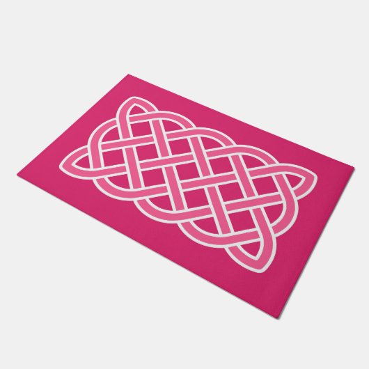 Celtic Knot Pattern, Fuchsia Pink en White Deurmat (Schuin)
