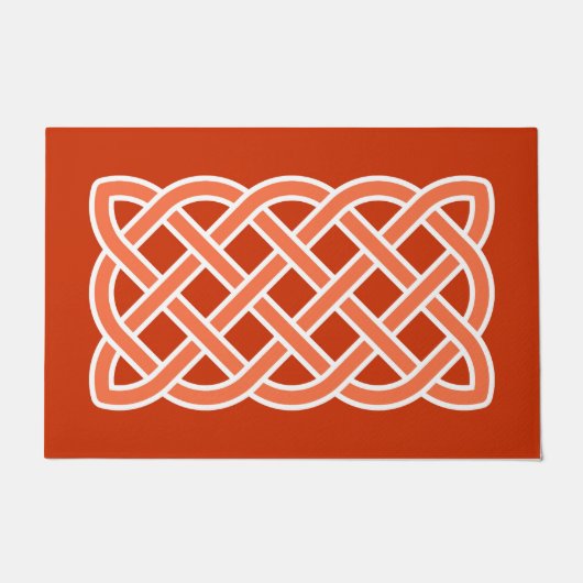 Celtic Knot Pattern, Mandarin Oranje en White Deurmat (Voorkant)