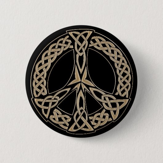 Celtic Knot Pattern Peace Sign Ronde Button 5,7 Cm (Voorkant)