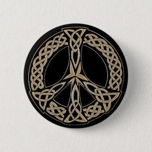 Celtic Knot Pattern Peace Sign Ronde Button 5,7 Cm