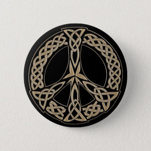 Celtic Knot Pattern Peace Sign Ronde Button 5,7 Cm