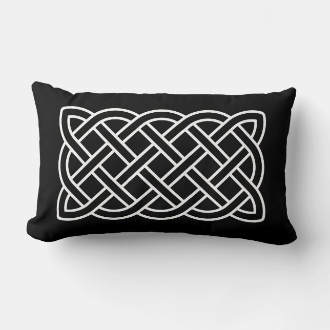 Celtic Knot Pattern, White on a Black Background Kussen (Voorkant)