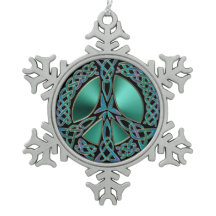Celtic Knot Peace Sign Snowflake Ornament